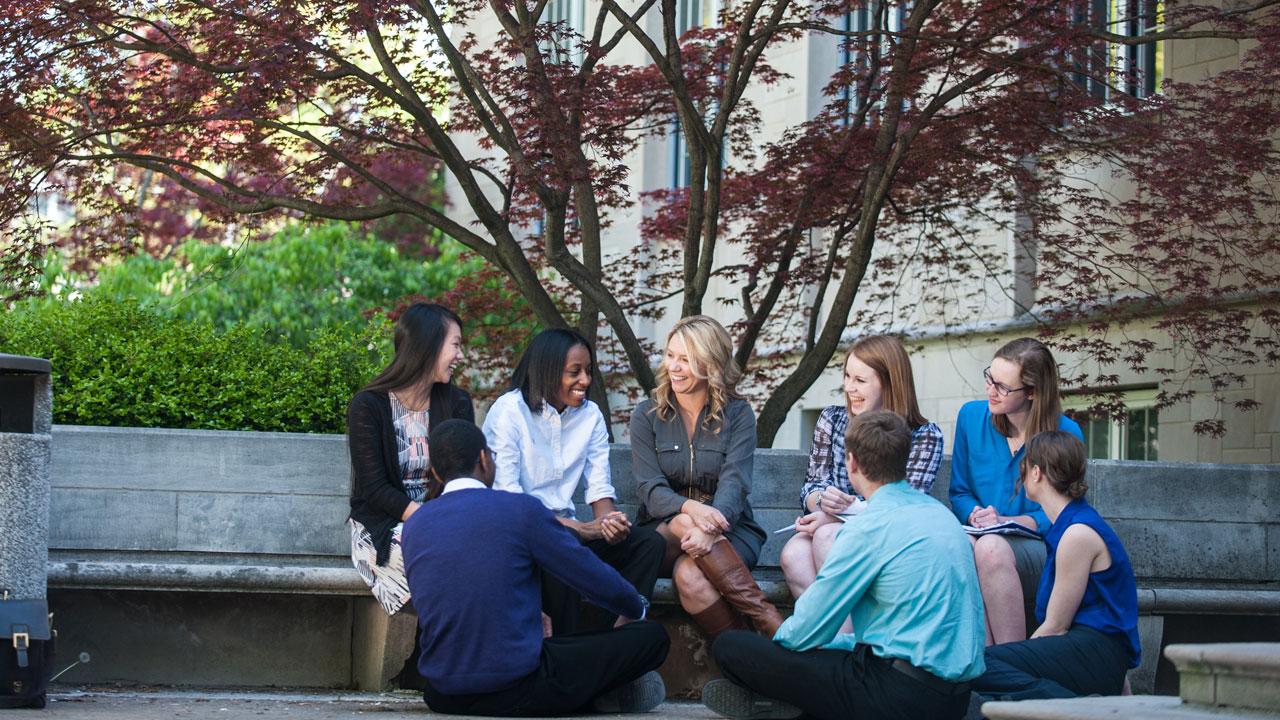 Mindy with students outside