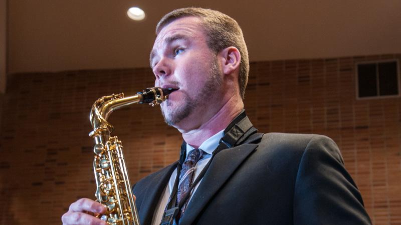 Hayden McClure playing saxophone