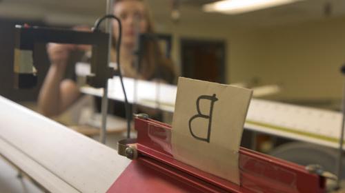 Physics lab with label on equipment