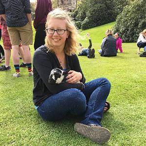 Emma at Harlaxton with rabbit